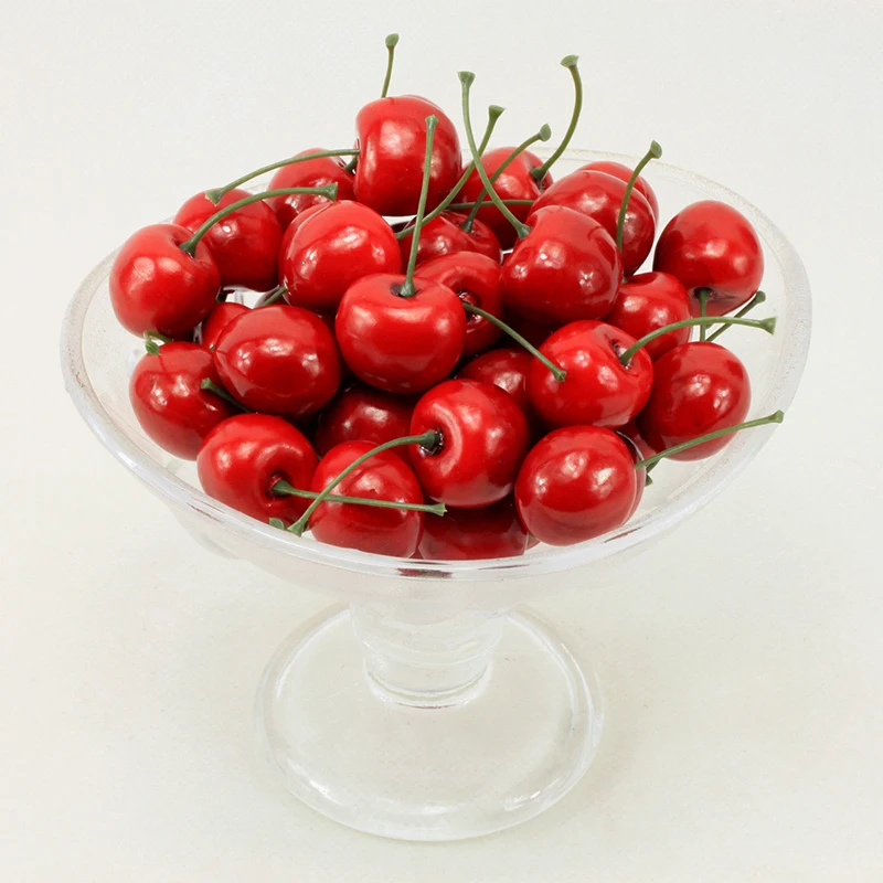 

10/20/40pcs Artificial Plastic Cherry Fruit Fake Display cherries For Kitchen Home Foods Decor table decoration photograph props