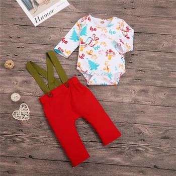 

Newborn Infant 0-12M Baby Boy Girl Clothes Christmas Outfit Set Long Sleeve Romper Jumpsuit +Bib Pants