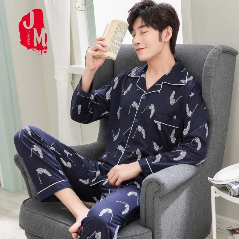 

Cardigan Pyjama Men Set Cotton Spring Pijama Men Solid Long Sleeve Pajama Man Autumn Turn-down Collar Pajama Male L XL XXL XXXL