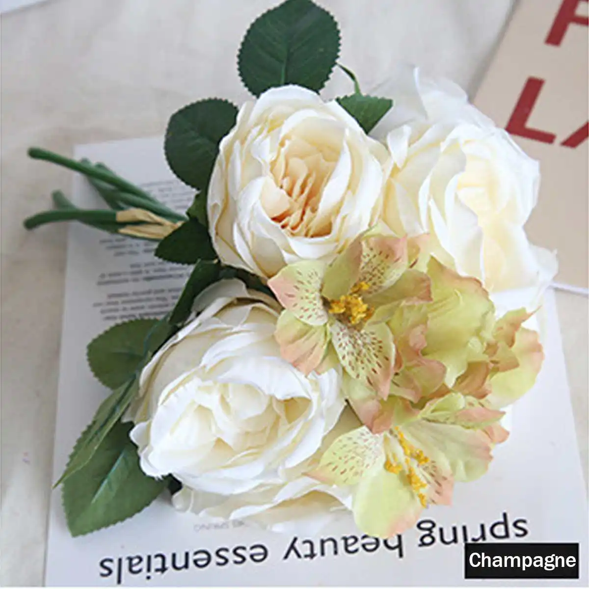 Bunch of Realistic Silk Artificial Rose Flowers Fake ...