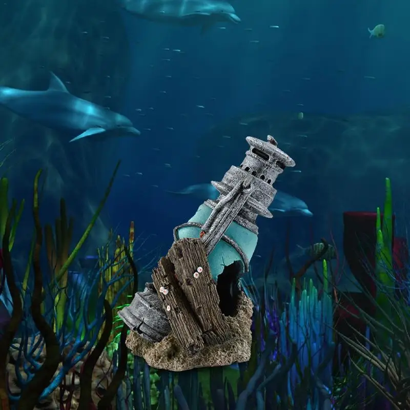 Мини Маяк моделирование орнамент Аквариум Ландшафтный Escape пещера Hideaway рыбы и креветки чаши для украшения аквариума