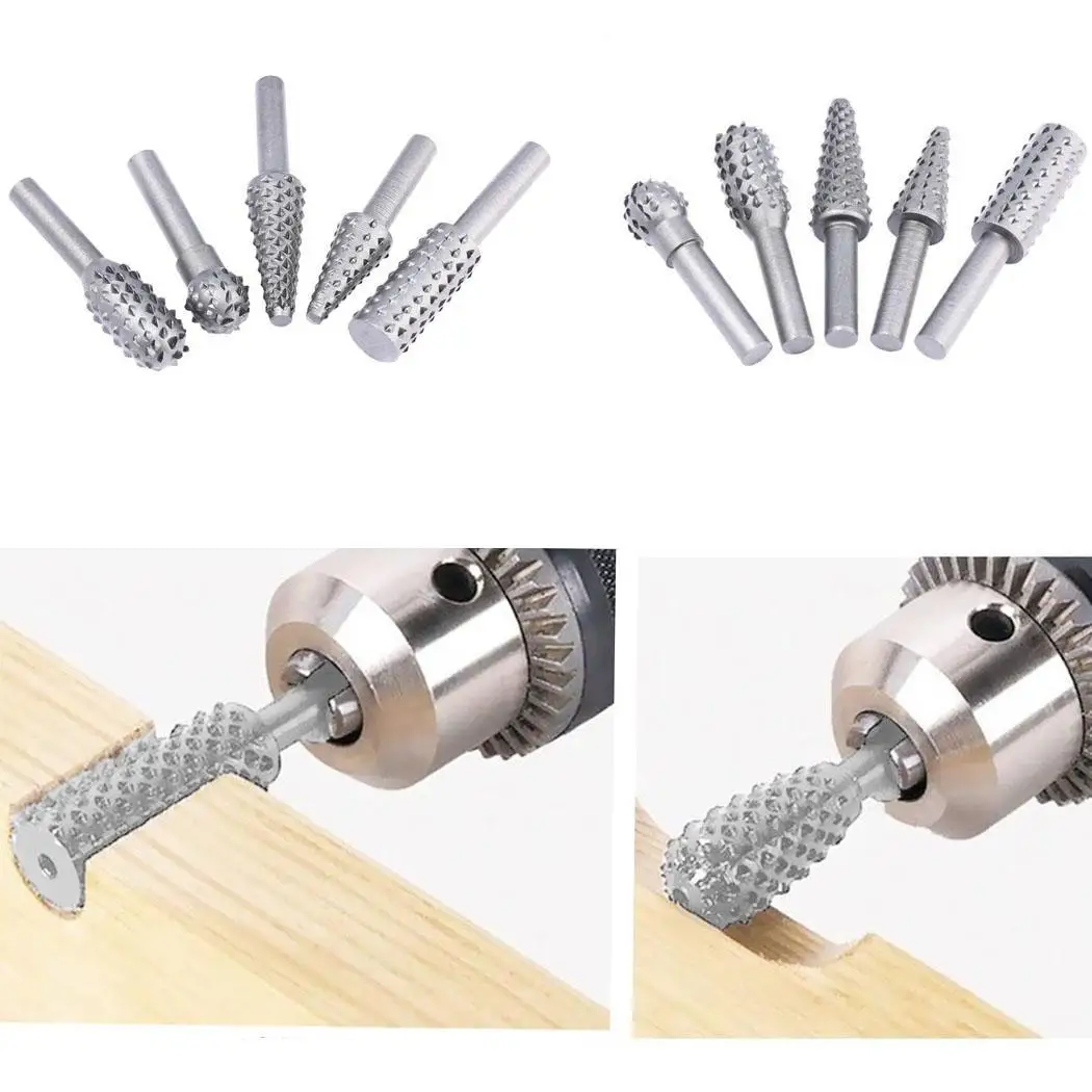 

5pcs Steel Rotary Grater Rotary Grinding Set White 6mm 27-40mm drill Power Woodworking Hand 50-60mm Tool