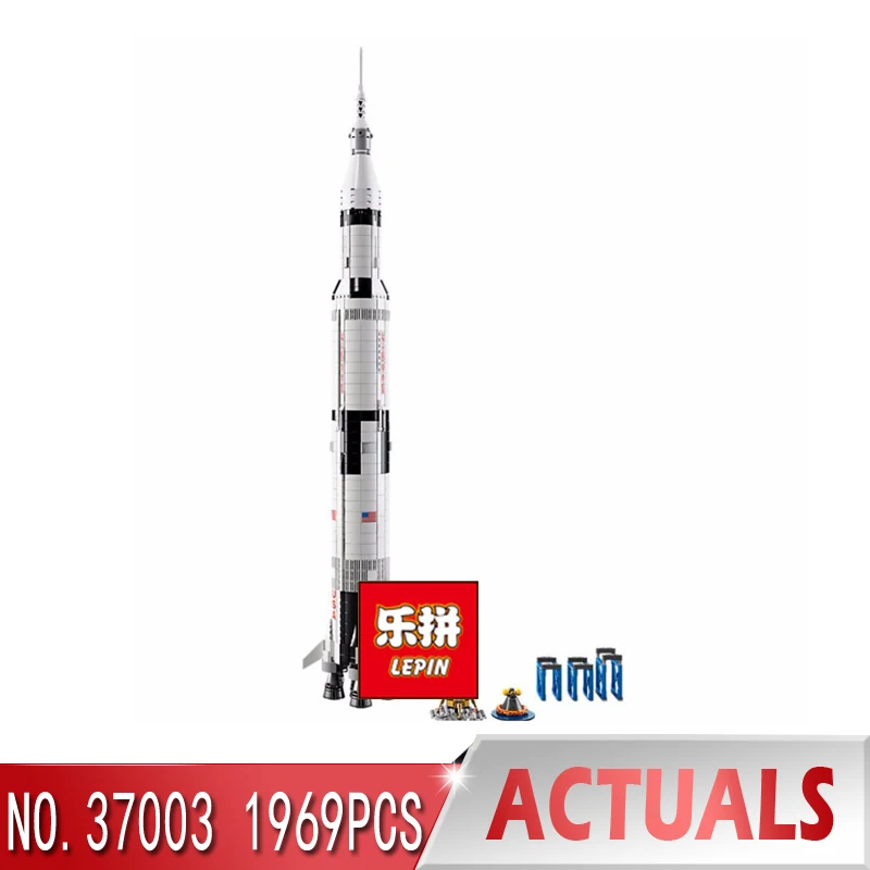 

lepin 37003 apollo saturn v compatible with LegoINGlys 21309 vehicle rocket bricks model building kits blocks toy christmas gift
