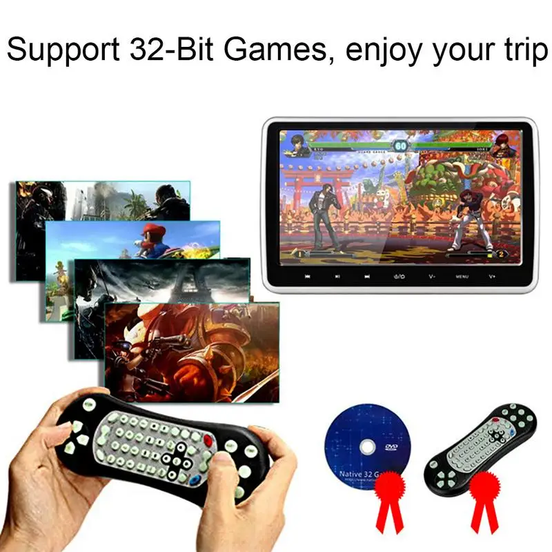 

10.1 inch Car Monitor Digital Screen Tablet-Style Car Headrest DVD Player Touch Key Plug and Play Rear-Seat Vehicle Game Screen