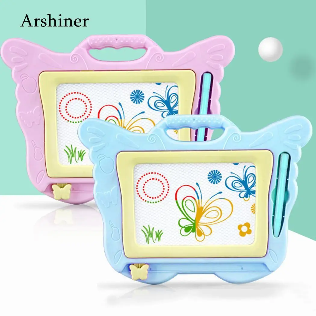 

Pink x Magnetic 1 x Erasable Drawing Pen Kids Pad Unisex Blue 1 Sketching Butterfly Writing Shaped Board 18Months