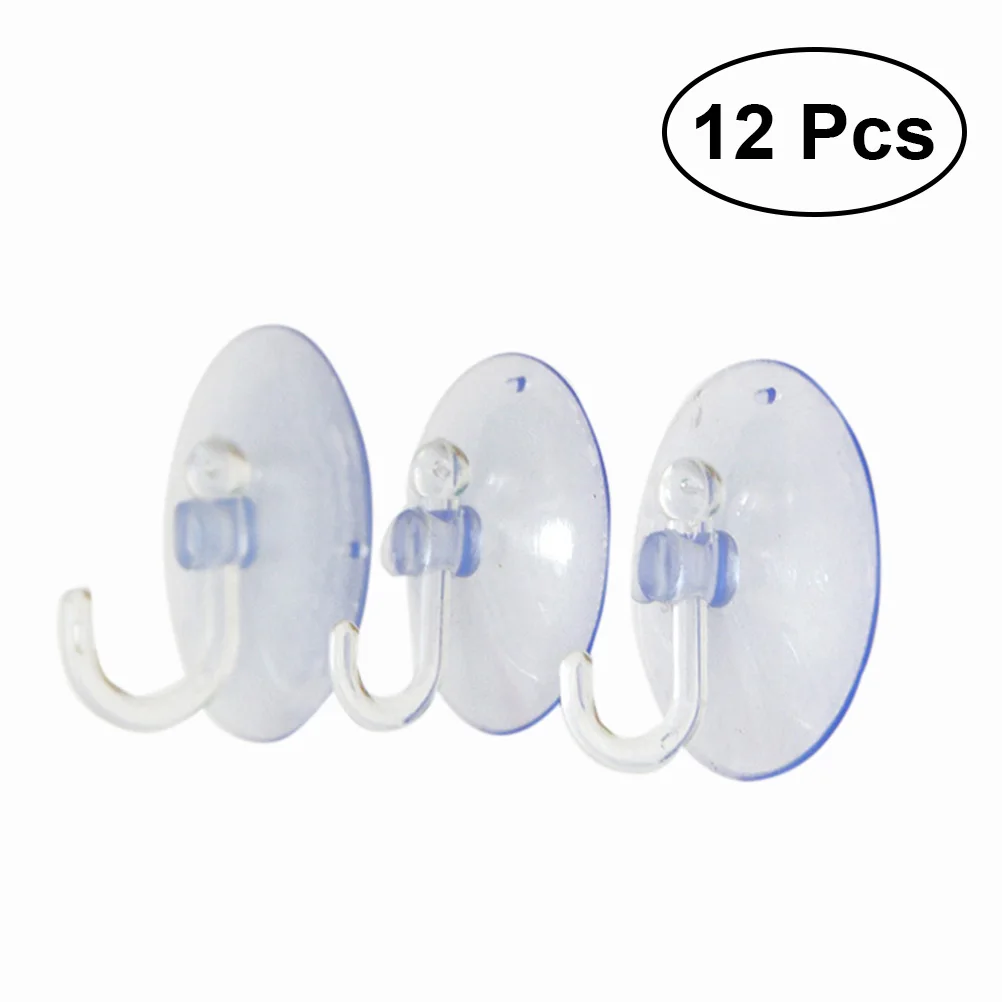 12PCS Seamless Transparent Plastic Vacuum Suction Cup Hooks Seamless