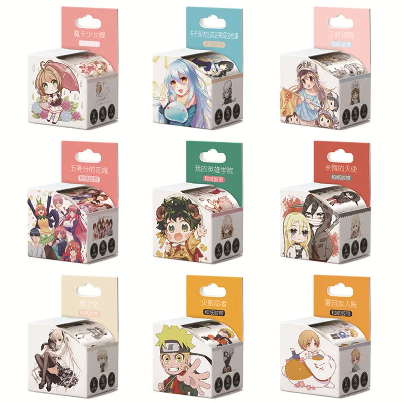 100 коробок/лот Аниме One Piece Natsume Yuujinchou Naruto Love Live Tokyo Ghoul Attack on Titan Tape TOY Washi Paper 40 мм * 5