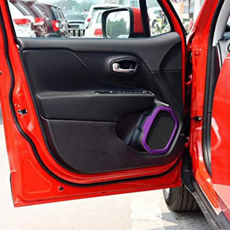 Us 14 98 10 Off 4pcs Car Accessories Abs Purple Car Interior Door Stereo Speaker Cover Trims Cover For Jeep Renegade Car Interior Accessories In