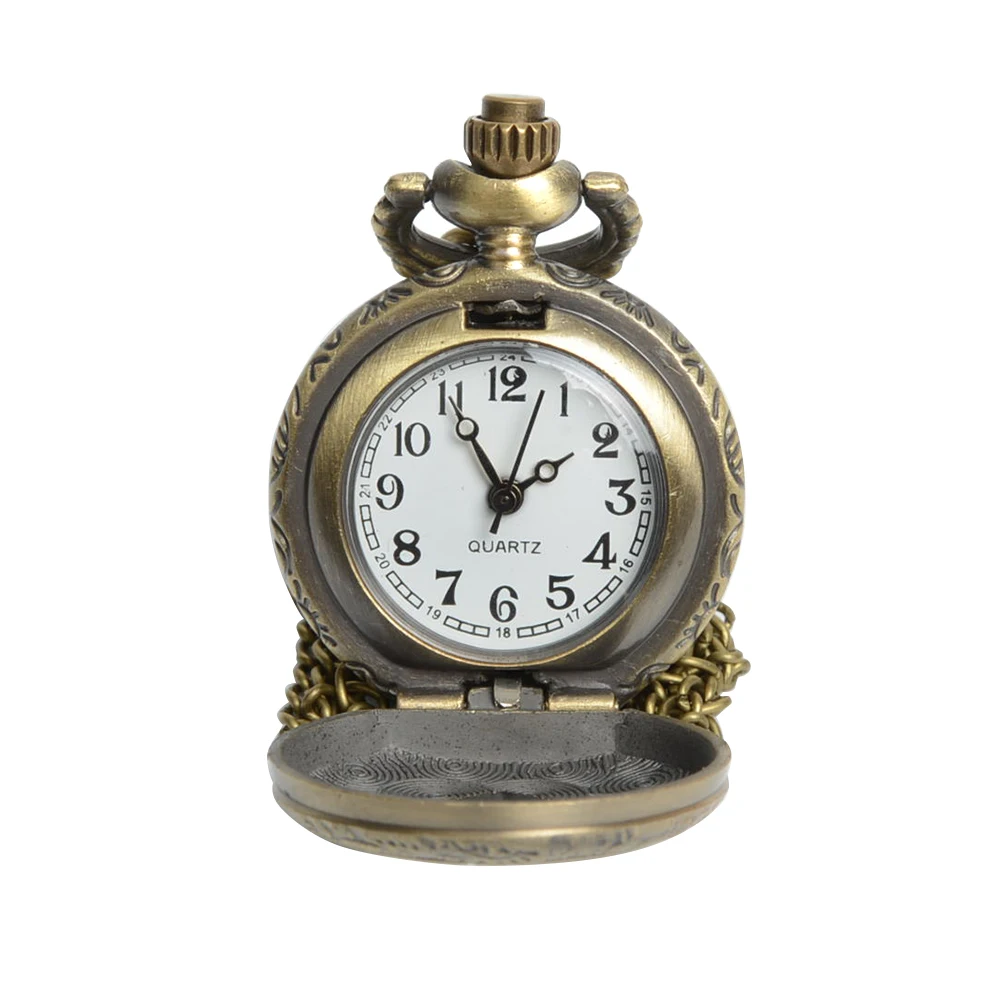 

2019 New russian bronze vintage round with heart face roman fashion quartz pocket watch Fob watch for lover girlfriend gift