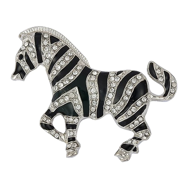 

Fashion Korean Rhinestone Zebra Figure Brooch Pin Scarf Holder Women Men Jewelry
