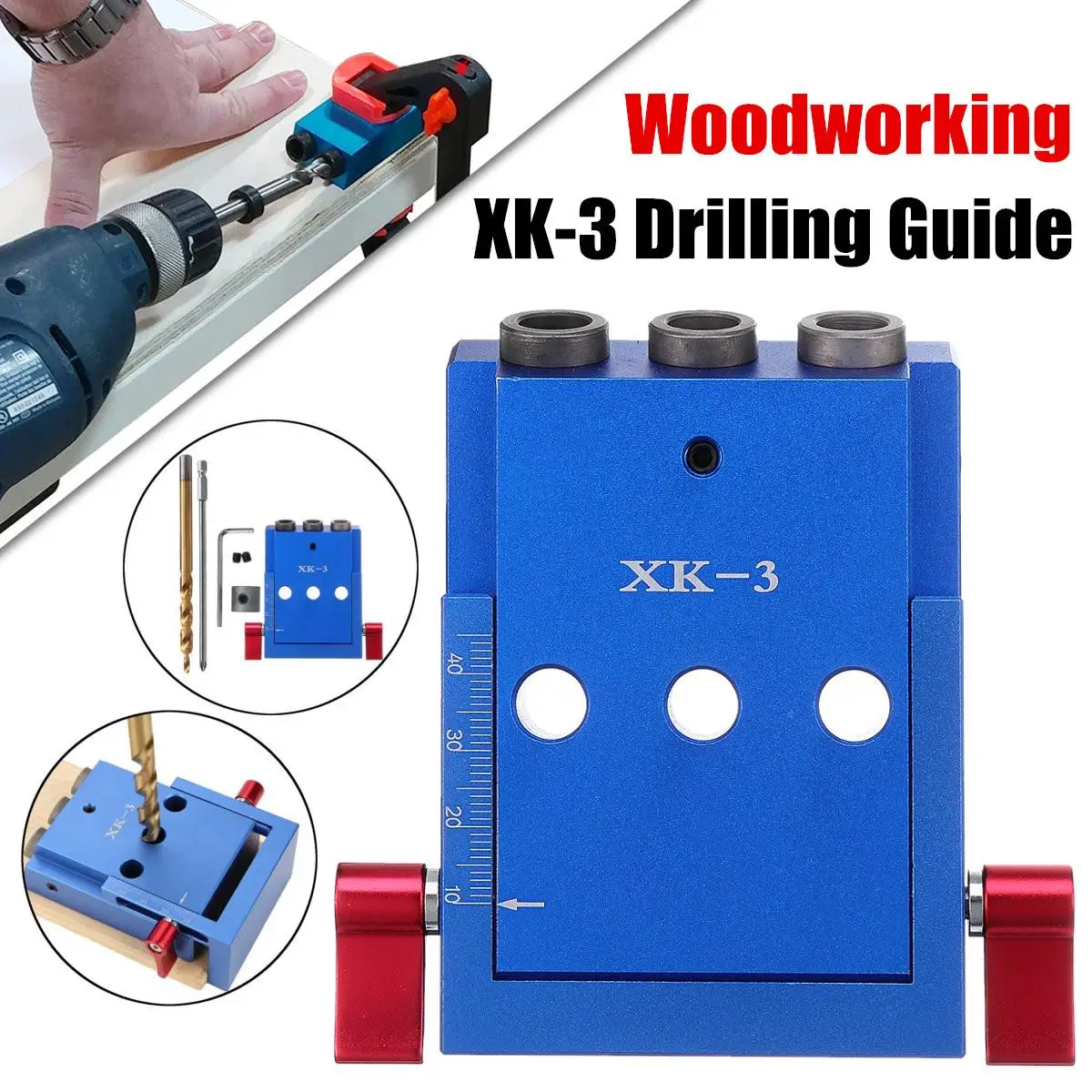

XK-3 Woodworking Tool Set Pockets Hole Jig Woodwork Guide Repair Carpenter Kit System 9.5mm Drill Bit DIY Hand Tool