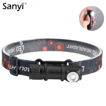 Sanyi светодиодный налобный фонарь зарядка через usb Интерфейс фонарик для езды на велосипеде 3-режим затемнения освещения Головной фонарь кемпинг фонарь для рыбалки