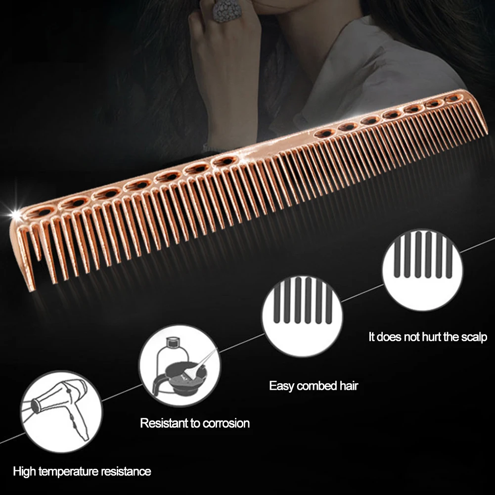 Thin Wide Tooth Hairbrush Hair Brush Comb Stainless Steel Professional Hair Cutting Dyeing Comb Home Use Salon Hairdressing Comb 3