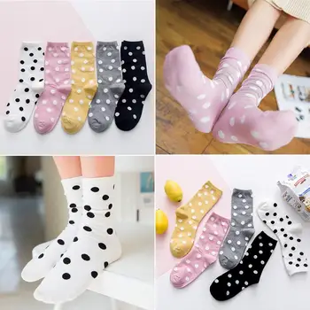 

Autumn Winter Cute Ladies Socks Women Loose Retro Casual Style Polka Dot Socks