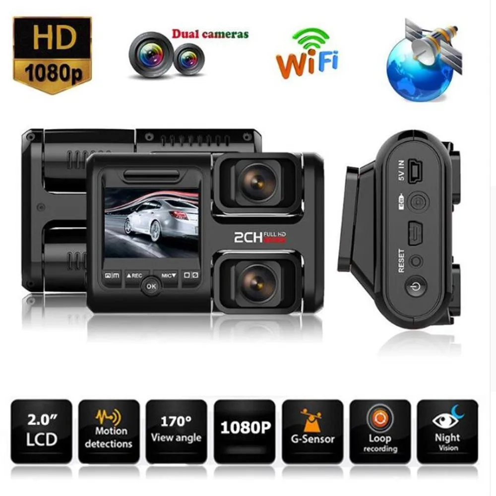 

T692C Car Electronics Double Recording Recorder 2.0 Inch LCD 1080P FHD Dual Lens Night Vision Car DVR Dash Cam With GPS + WiFi