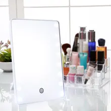 Зеркало для макияжа с 16 светодиодами, косметическое зеркало с сенсорным диммером, на батарейках, туалетное зеркало для настольной ванной комнаты