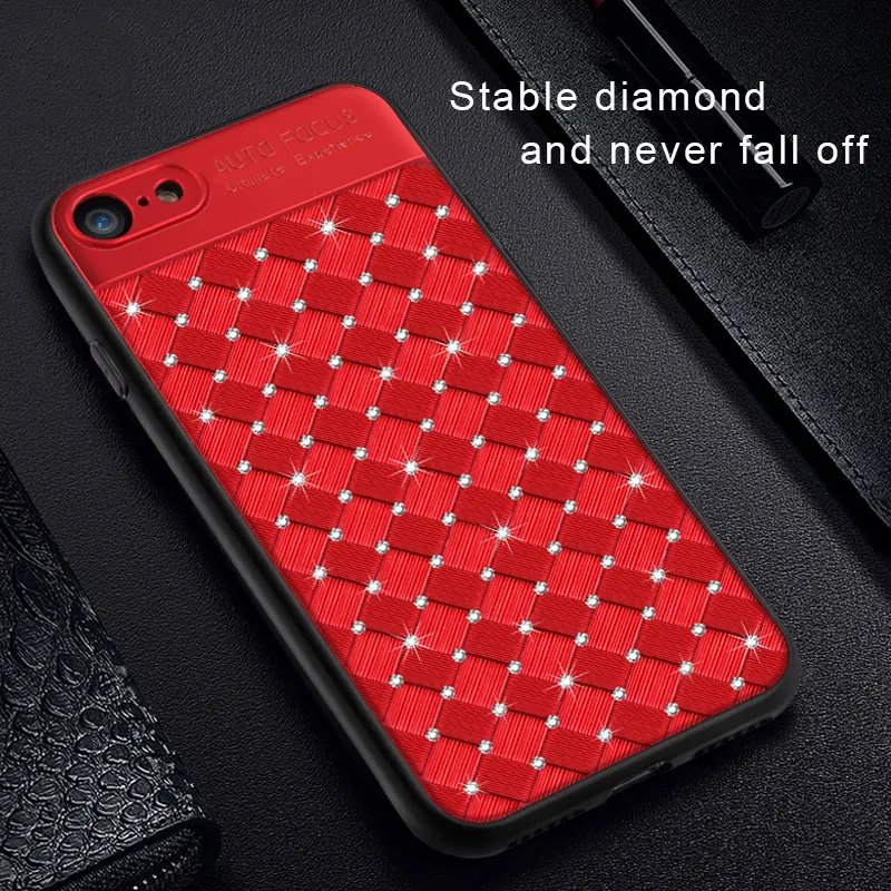 Чехол KKREFF для iPhone 7 Plus TPU + PC бриллиантовая оплетка чехол телефона X XR XS Max 5 5SE 6 8