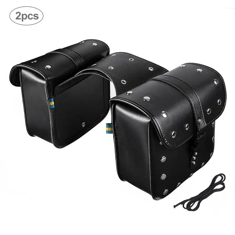 

2pcs Motorcycle Saddle Side Bag Medium Waterproof Insulated PU Leather For Sportster Softail Honda Suzuki Yamaha Cruiser