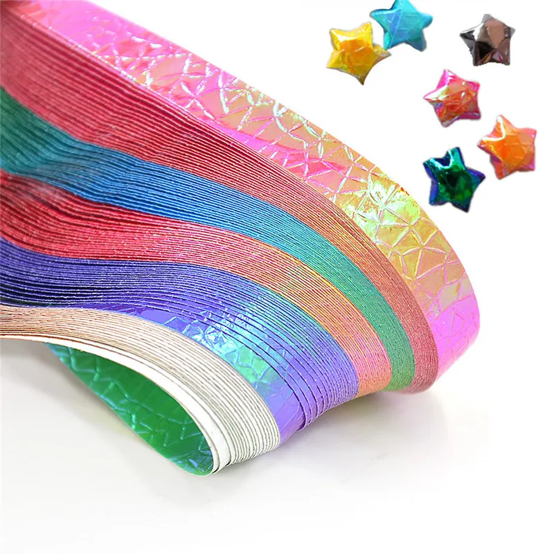 80pcs Pearlescent Gradient Color Lucky Stars Origami Colorful Origami Craft Papers DIY Handmade Papercrafts