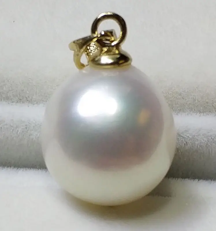 

Teardrop aurora Baroque 11x12MM SOUTH SEA PEARL PENDANT hand-made SEA NATURAL White TwoPin Cultured classic #47 creamy