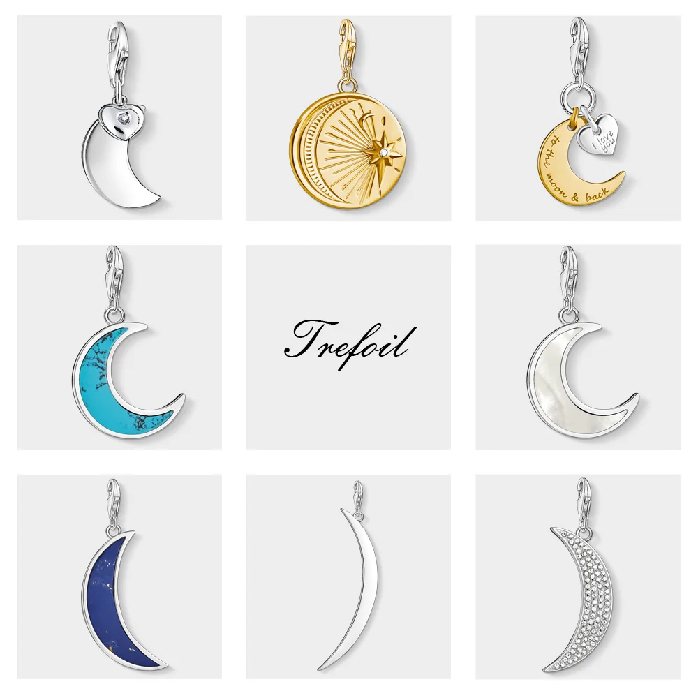 

Vintage Moon & Star Charm Pendant,2019 Thomas Ts Fashion Jewelry 925 Sterling Silver TS Gift For Women Men Fit Bracelet Necklace