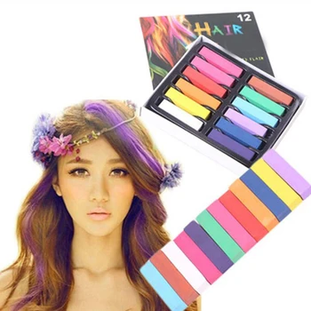 

Hair Coloring Sets Fashion Temporary 12 Color Pen Chalk Instantly Stick Crayon Cover Hair Dye Hair Styling Tools
