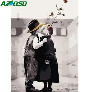 

AZQSD DIY Oil Painting Children Painting By Numbers Boy And Girl Paint Canvas Picture Hand Painted Modern Home Decor K148
