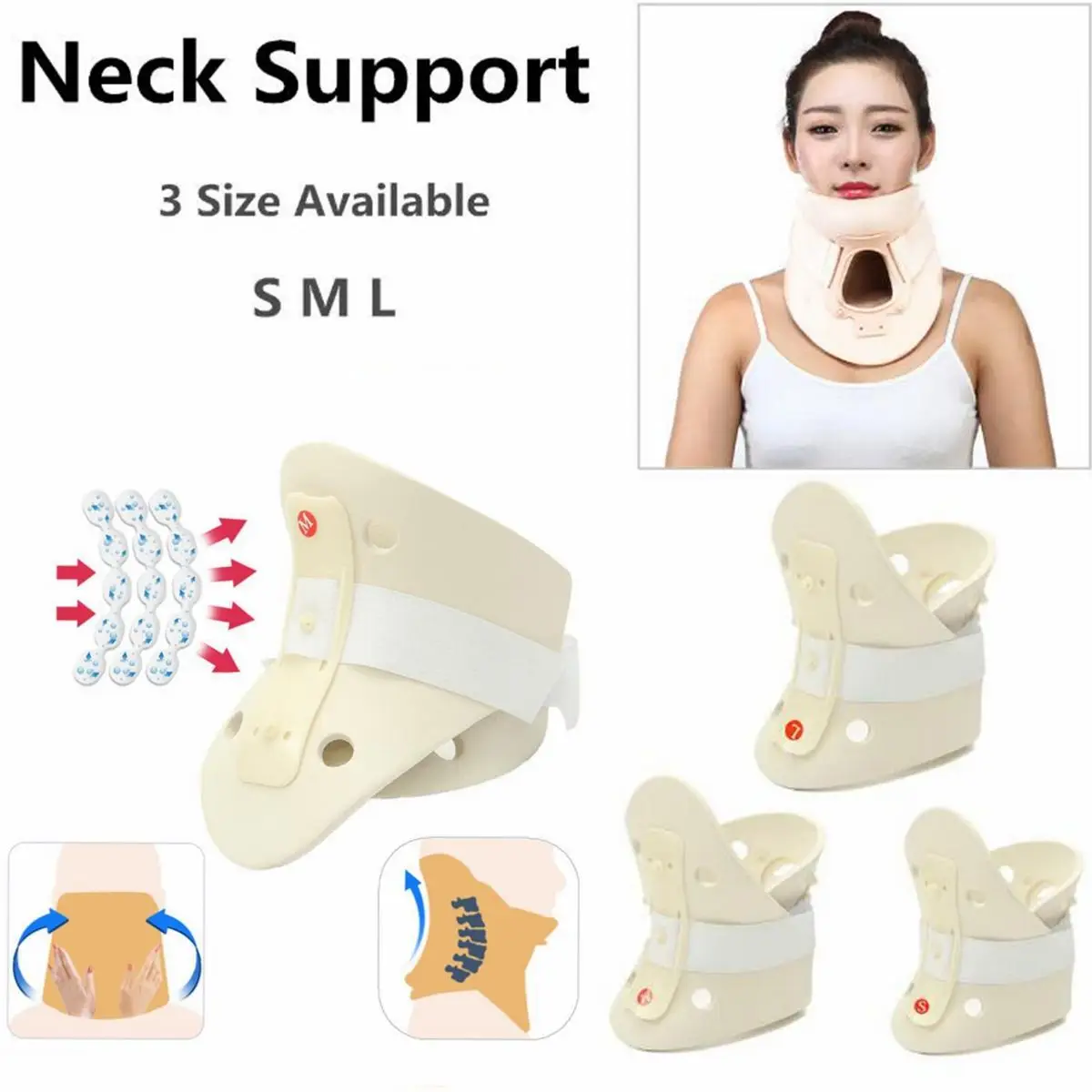

Durable Adjustable Soft Foam Neck Support Collar Immobilizer Cervical Pain Relief Brace Two-piece Design Cervical Spondylosis