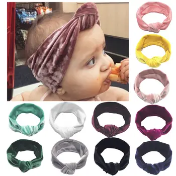 

Kids Baby Toddler Girl Velvet Elastic Knotted Hair Band Wrap Bow Headband New