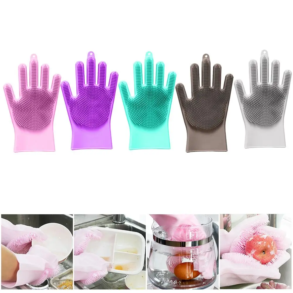 

Silicone Washer Cleaning Dishwashing Car Wash Brush Dish Scrubber Gloves Tool