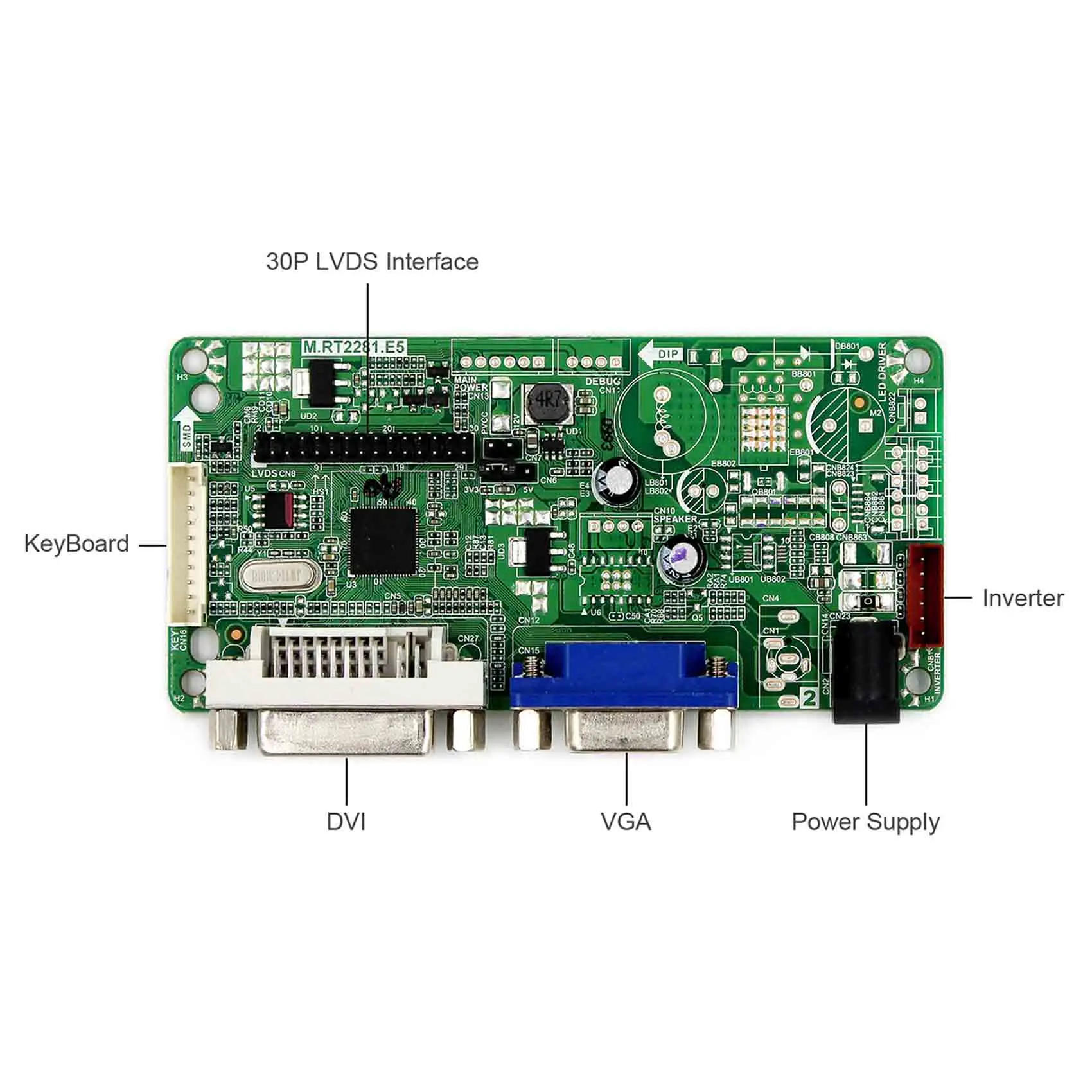 HD LCD Controller Board For 9.7" LP097X02 / LTN097XL01 Panel – Converts To HDMI/VGA/AV – 1024x768 Resolution