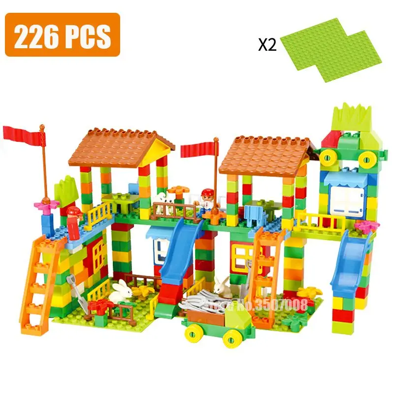113/226 PCS Big Building Blocks ABS Children Educational DIY Amusement Park Assemble Bricks Compatible LegoINGlys Duplo Blocks