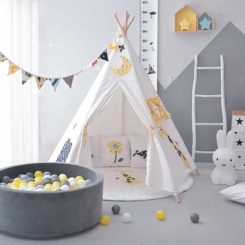 Details about   Kids Play Tent Indian Tent Cotton Children Playhut Large 51" Height Teepee Tent 