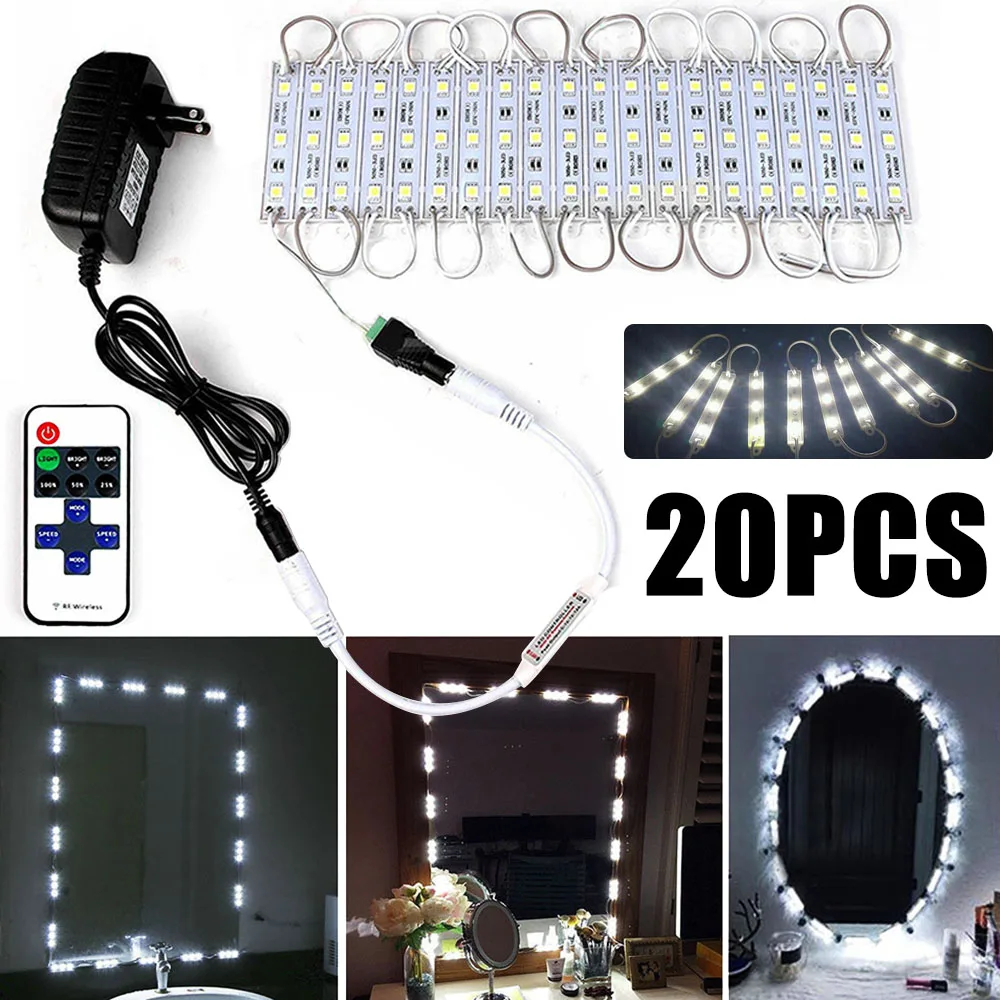 

Mayitr 20pcs 10FT White LED Dressing Mirror Cosmetic Makeup Vanity Light Strip + Remote for Car Makeup Mirror Decoration