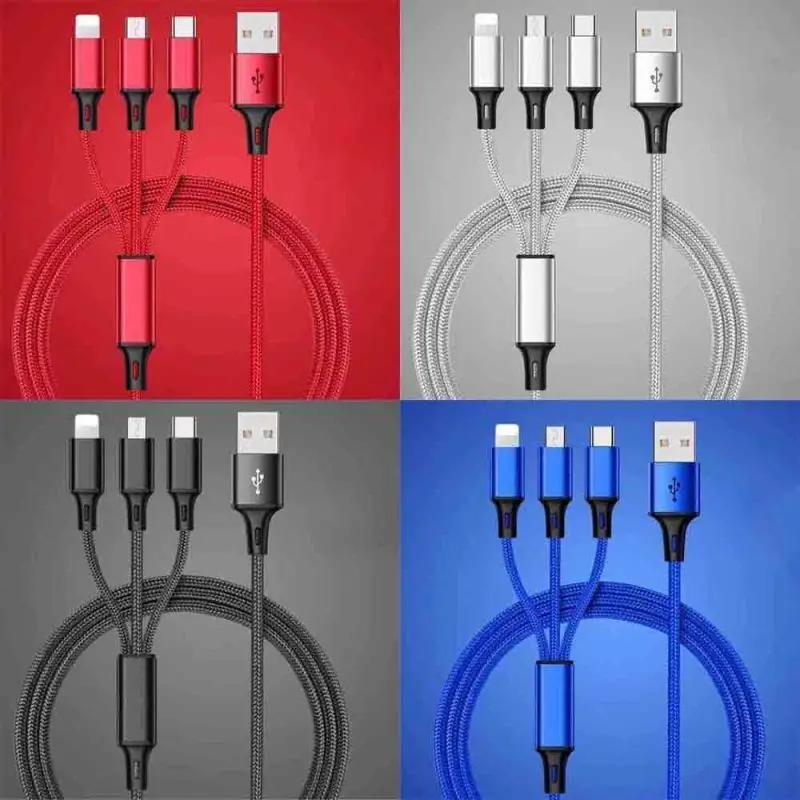 العالمي 3 in1 شاحن USB متعدد شحن كابل المزامنة لأندروز أبل نوع C