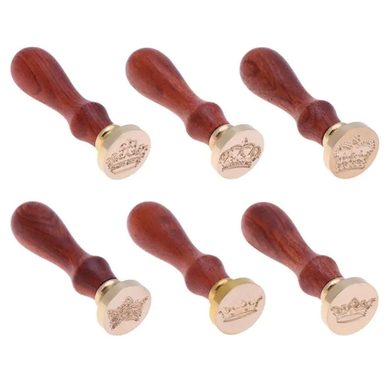 

Crown Pattern DIY Retro Wood Stamp Customs Insurance Sealing Wax Seal Post with Beech Handle