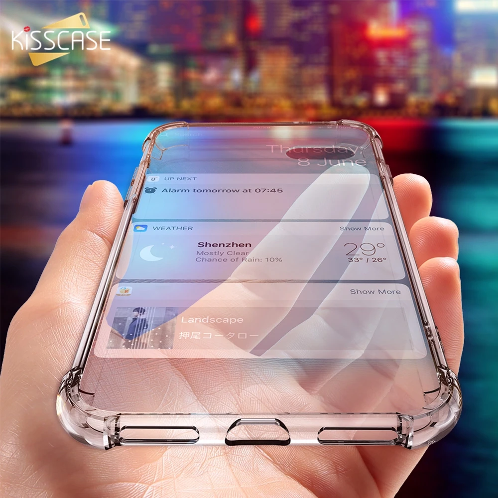 KISSCASE Shockproof Case For iPhone 7 6 6S 8 Plus X 5 5S SE Phone XR XS Max Cover Clear Soft Silicone TPU Coque |