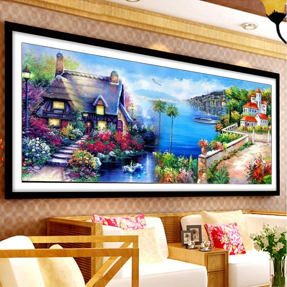 

Huacan DIY Diamond Painting Cross Stitch Scenery Pictures By Rhinestones Diamond Mosaic Full Square Landscape Diamond Embroidery