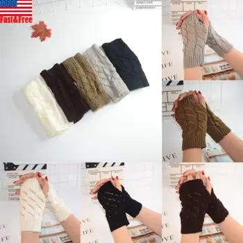 

2019 New Women Winter Half Finger/Fingerless Gloves Wrist Hand Warmer Knitted Mittens