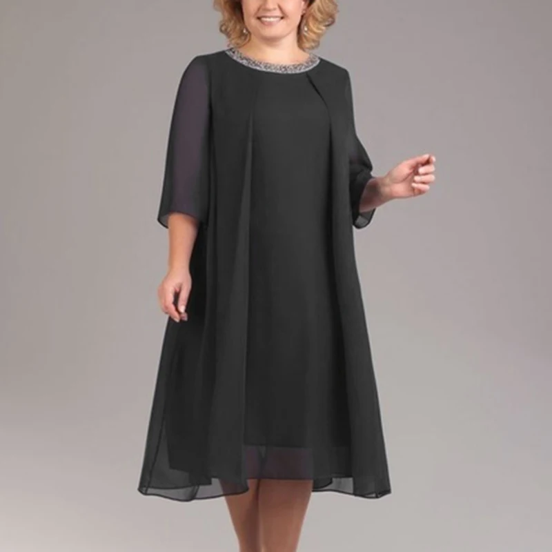 

Fashion Women Casual Dress Evening Formal Plus Size Oversize Loose Midi Solid