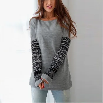 

Fashion Autumn Winter New Womens Sexy Slim Round Neck Long Sleeve Hoodie Warm Coat Print Casual Hood Pullover