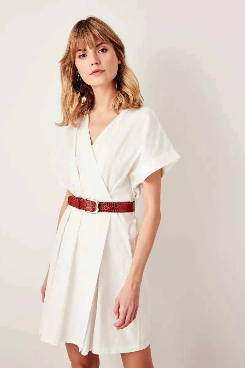 

Trendyol White Double Breasted Dress TCLSS19OA0023