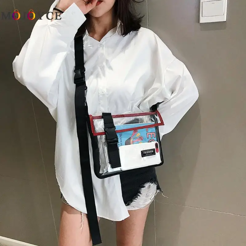 

Fashion Transparent PVC Shoulder Bag Woemn Street Style Square Clear Crossbody Bags for Teenager