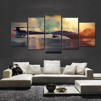 

5 Pieces HD Print Large Star Wars Cuadros Decoracion Landscape Canvas Wall Art Home Decor For Living Room Canvas Painting