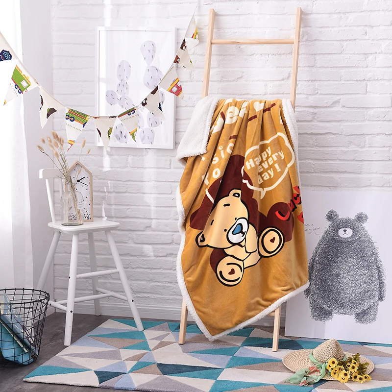 New Cartoon Bear Children's Blanket Double Warm Comfortable MachineWashable Spring and Autumn Child Gift | Дом и сад