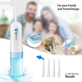 

USB Rechargeable Jet Water Flosser Dental Oral Irrigator Cordless Water Flossers For Teeth 4 Modes For Home Family Travel