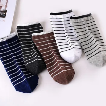 

1 Pair Men's Stripe Cotton Socks Comfortable Ankle Casual No Show Socks Summer Breathable White Black Gray Sportswear New Socks