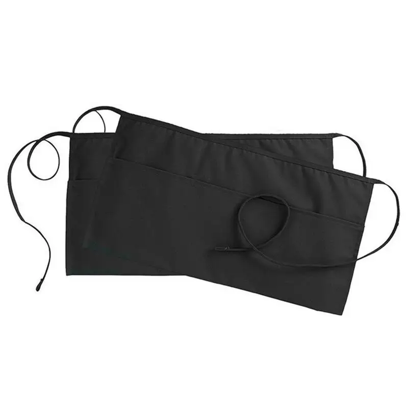 

Kitchen Apron Black Waterproof Half Apron Sleeveless Cotton Linen Aprons Men Women Home Cleaning Tool Short Waist Chefs Aprons
