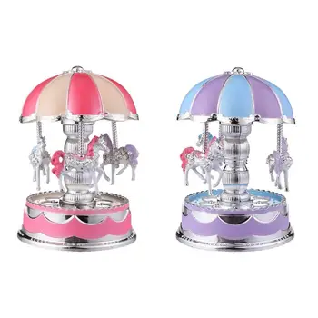 

Creative LED Light Merry-Go-Round Music Box Kids Toys Wood Horse Musical Case Gifts Carousel horse Music Box Birthday Gift