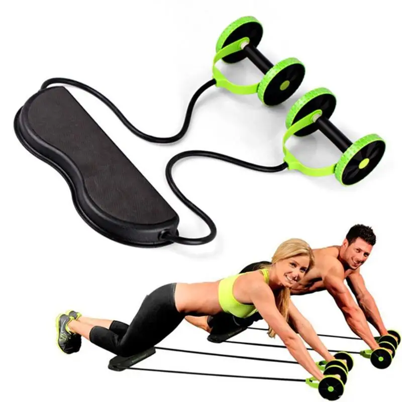 Ab Roller Wheel with Mat Abdominal Trainer Wheel Arm Waist Leg Exercise Multi-functional Resistance Pull Rope Fitness Equipment